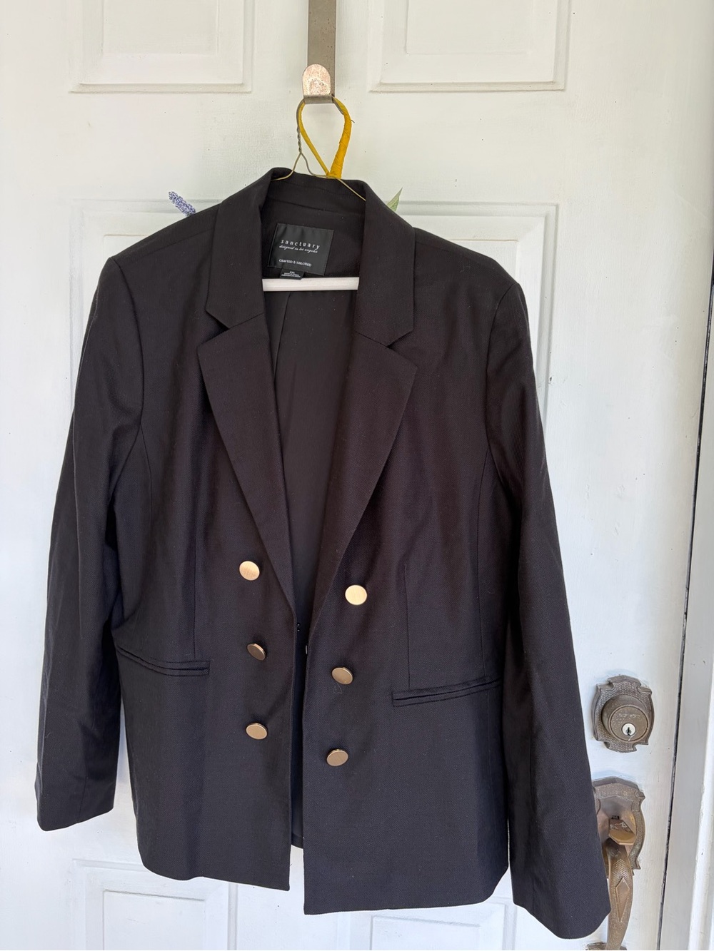 Witchery Black Double-Breasted Blazer with Gold Buttons